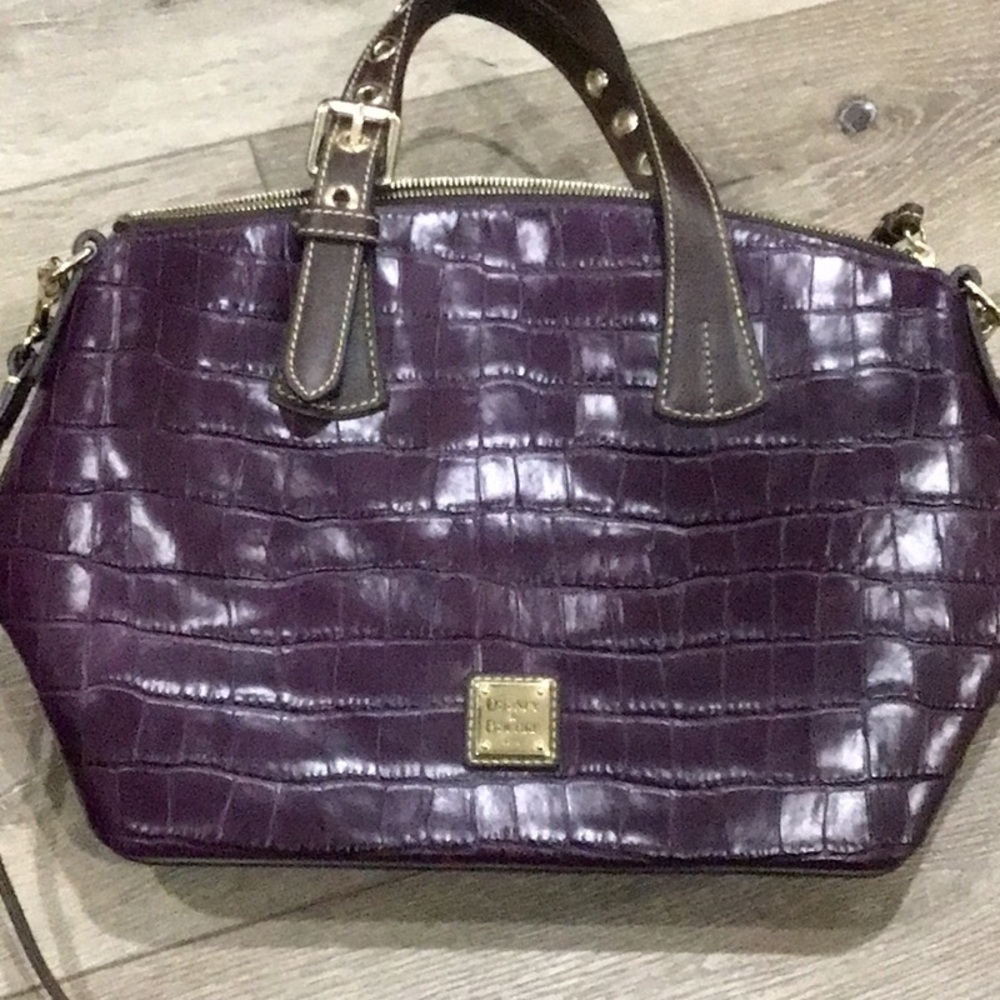❌️SOLD❌️ Dooney & Bourke TRINA Grape Croc  Leather Satchel Bag - Picture 8 of 8